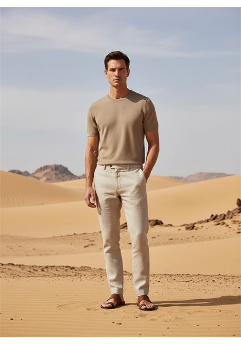 Daniele Fiesoli Men's Crepe Cotton Crewneck T-Shirt in Dark Beige DANIELE FIESOLI |  | 03070036